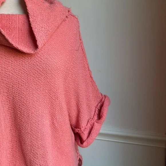 Anthropologie oversized, cotton sweater, raw edge, loose knit cowl neck Medium - Picture 3 of 8